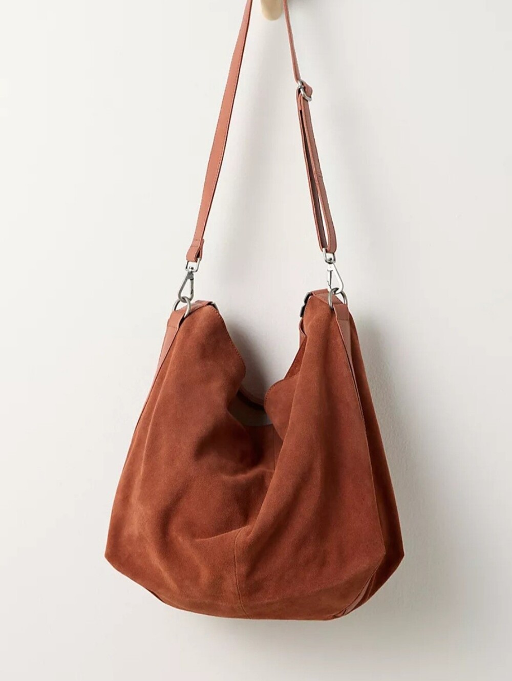 Free People Burnt Orange Suede Hobo Shoulder Bag - Picture 3 of 8